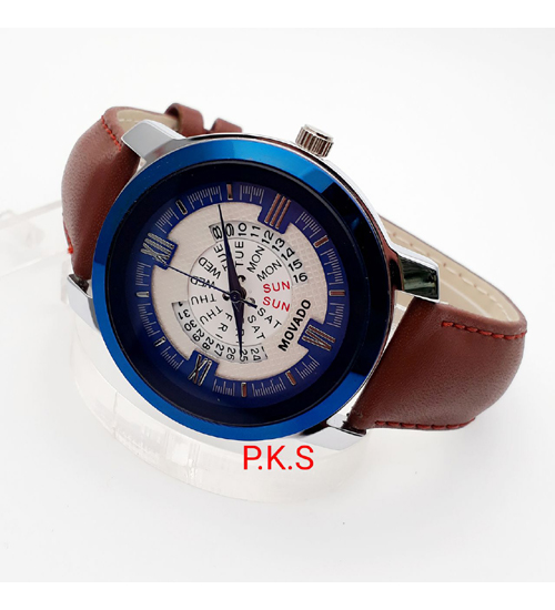 Movement Type: Quartz\r\nSteel Case With Leather Band\r\nDisplay: Analogue\r\nWater Resistance: 30 meters\r\nCase Diameter: 42 mm, Window Display Glass: Sapphire Crystal,