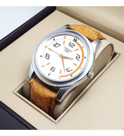 Dial Color: White, Case Shape: Round, Dial Glass material: Mineral\r\nBand Color: Brown, Band Material: Leather\r\nWatch Movement Type: Quartz, Watch Display Type: Analog\r\nCase Diameter: 38 millimeters\r\nWater Resistance Depth: 30 meters, Buckle Clasp